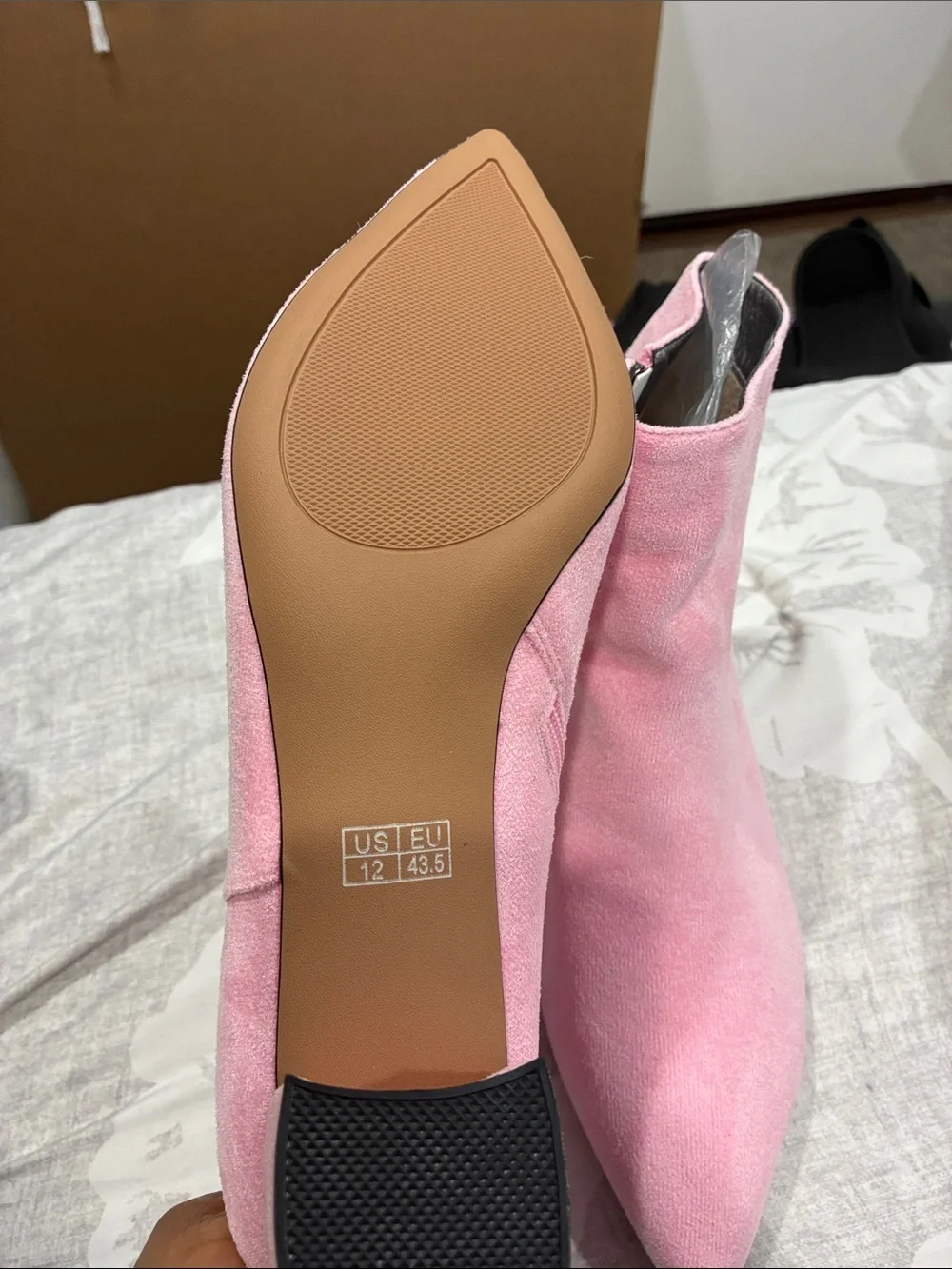 Pink Suede Pointed-Toe Ankle Boots